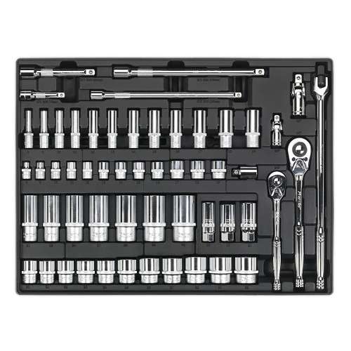 Tool Tray with Socket Set 55pc 3/8" & 1/2"Sq Drive