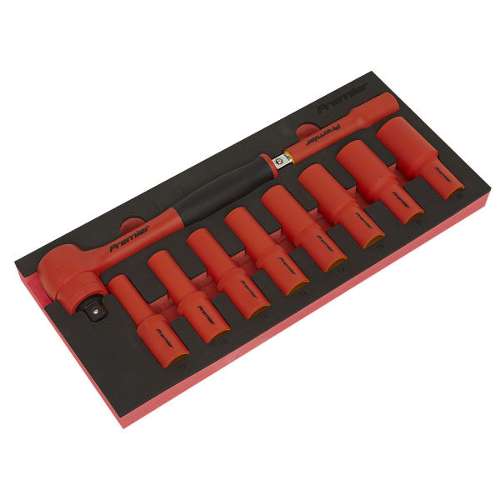 Insulated Socket Set with Tool Tray 10pc 1/2"Sq Drive - VDE Approved