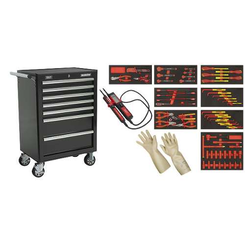 63pc Insulated Tool Kit with 7 Drawer Rollcab