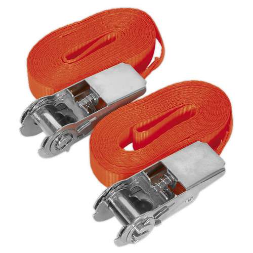 Self-Securing Ratchet Straps 25mm x 4.5m 800kg Breaking Strength - Pair