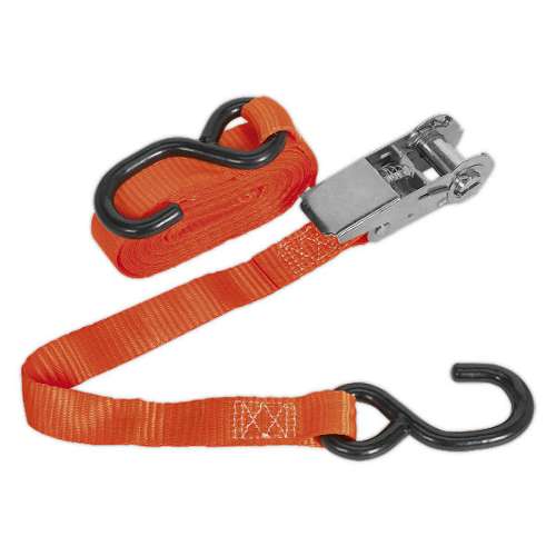 Ratchet Strap 25mm x 4.5m Polyester Webbing with S-Hook 800kg Breaking Strength