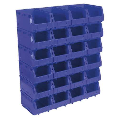 Plastic Storage Bin 150 x 240 x 130mm - Blue Pack of 24