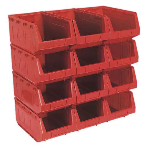 Plastic Storage Bin 210 x 355 x 165mm - Red Pack of 12