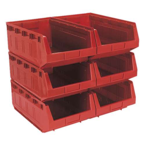 Plastic Storage Bin 310 x 500 x 190mm - Red Pack of 6