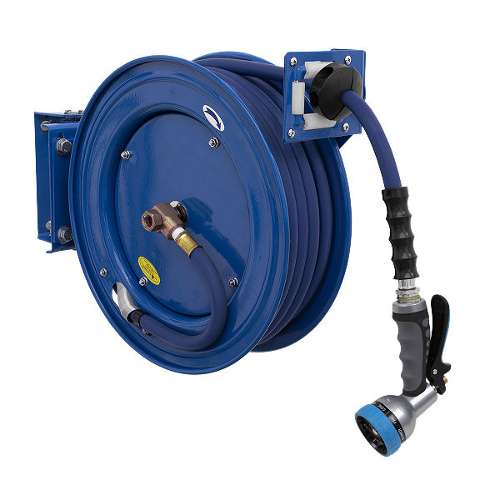 Heavy-Duty Retractable Water Hose Reel 15m &#216;13mm ID Rubber Hose