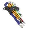 Ball-End Hex Key Set 9pc Colour-Coded Long Metric