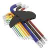 Ball-End Hex Key Set 9pc Colour-Coded Long Metric