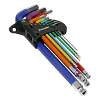 Ball-End Hex Key Set 9pc Colour-Coded Long Metric - Display Box of 10