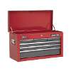 Topchest 6 Drawer with Ball-Bearing Slides - Red/Grey & 98pc Tool Kit