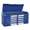 Retro Style Wide Topchest & Rollcab Combination 10 Drawer Blue/White Stripes