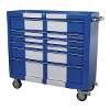 Rollcab 6 Drawer Wide Retro Style - Blue with White Stripes