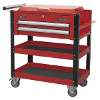 Heavy-Duty Mobile Tool & Parts Trolley 2 Drawers & Lockable Top - Red