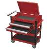 Heavy-Duty Mobile Tool & Parts Trolley 2 Drawers & Lockable Top - Red