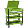 Heavy-Duty Mobile Tool & Parts Trolley 2 Drawers & Lockable Top - Green