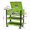 Heavy-Duty Mobile Tool & Parts Trolley 2 Drawers & Lockable Top - Green