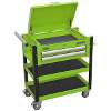 Heavy-Duty Mobile Tool & Parts Trolley 2 Drawers & Lockable Top - Green