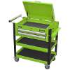 Heavy-Duty Mobile Tool & Parts Trolley 2 Drawers & Lockable Top - Green