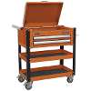 Heavy-Duty Mobile Tool & Parts Trolley 2 Drawers & Lockable Top - Orange