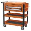 Heavy-Duty Mobile Tool & Parts Trolley 2 Drawers & Lockable Top - Orange