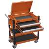 Heavy-Duty Mobile Tool & Parts Trolley 2 Drawers & Lockable Top - Orange