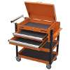 Heavy-Duty Mobile Tool & Parts Trolley 2 Drawers & Lockable Top - Orange