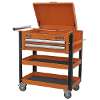 Heavy-Duty Mobile Tool & Parts Trolley 2 Drawers & Lockable Top - Orange