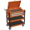 Heavy-Duty Mobile Tool & Parts Trolley 2 Drawers & Lockable Top - Orange