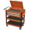 Heavy-Duty Mobile Tool & Parts Trolley 2 Drawers & Lockable Top - Orange