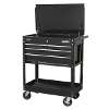 Heavy-Duty Mobile Tool & Parts Trolley with 4 Drawers & Lockable Top - Black