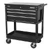 Heavy-Duty Mobile Tool & Parts Trolley with 4 Drawers & Lockable Top - Black