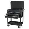 Heavy-Duty Mobile Tool & Parts Trolley with 4 Drawers & Lockable Top - Black