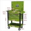 Heavy-Duty Mobile Tool & Parts Trolley with 5 Drawers and Lockable Top- Hi-Vis Green