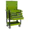 Heavy-Duty Mobile Tool & Parts Trolley with 5 Drawers and Lockable Top- Hi-Vis Green