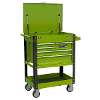 Heavy-Duty Mobile Tool & Parts Trolley with 5 Drawers and Lockable Top- Hi-Vis Green