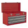 Portable Tool Chest 3 Drawer with Ball-Bearing Slides - Red/Grey & 93pc Tool Kit