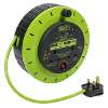 Cassette Type Cable Reel Green with Thermal Trip 2 x 230V and 2 x USB 10m