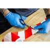 Hazard Warning Barrier Tape 80mm x 100m Red/White Non-Adhesive