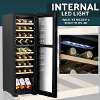 Baridi 18 Bottle Dual Zone Wine Cooler, Fridge with Digital Touch Screen Controls, Wooden Shelves & LED Light, Black