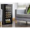 Baridi 18 Bottle Dual Zone Wine Cooler, Fridge with Digital Touch Screen Controls, Wooden Shelves & LED Light, Black