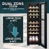 Baridi 27 Bottle Dual Zone Wine Cooler, Fridge with Digital Touch Screen Controls, Wooden Shelves & LED Light, Black