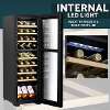 Baridi 27 Bottle Dual Zone Wine Cooler, Fridge with Digital Touch Screen Controls, Wooden Shelves & LED Light, Black