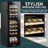 Baridi 27 Bottle Dual Zone Wine Cooler, Fridge with Digital Touch Screen Controls, Wooden Shelves & LED Light, Black