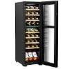 Baridi 27 Bottle Dual Zone Wine Cooler, Fridge with Digital Touch Screen Controls, Wooden Shelves & LED Light, Black