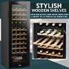 Baridi 44 Bottle Dual Zone Wine Cooler, Fridge with Digital Touch Screen Controls, Wooden Shelves & LED Light, Black