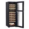 Baridi 44 Bottle Dual Zone Wine Cooler, Fridge with Digital Touch Screen Controls, Wooden Shelves & LED Light, Black