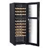 Baridi 44 Bottle Dual Zone Wine Cooler, Fridge with Digital Touch Screen Controls, Wooden Shelves & LED Light, Black