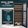 Baridi 55 Bottle Dual Zone Wine Cooler, Fridge with Digital Touch Screen Controls, Wooden Shelves & LED Light, Black