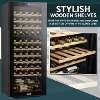 Baridi 55 Bottle Dual Zone Wine Cooler, Fridge with Digital Touch Screen Controls, Wooden Shelves & LED Light, Black