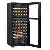 Baridi 55 Bottle Dual Zone Wine Cooler, Fridge with Digital Touch Screen Controls, Wooden Shelves & LED Light, Black