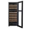 Baridi 55 Bottle Dual Zone Wine Cooler, Fridge with Digital Touch Screen Controls, Wooden Shelves & LED Light, Black